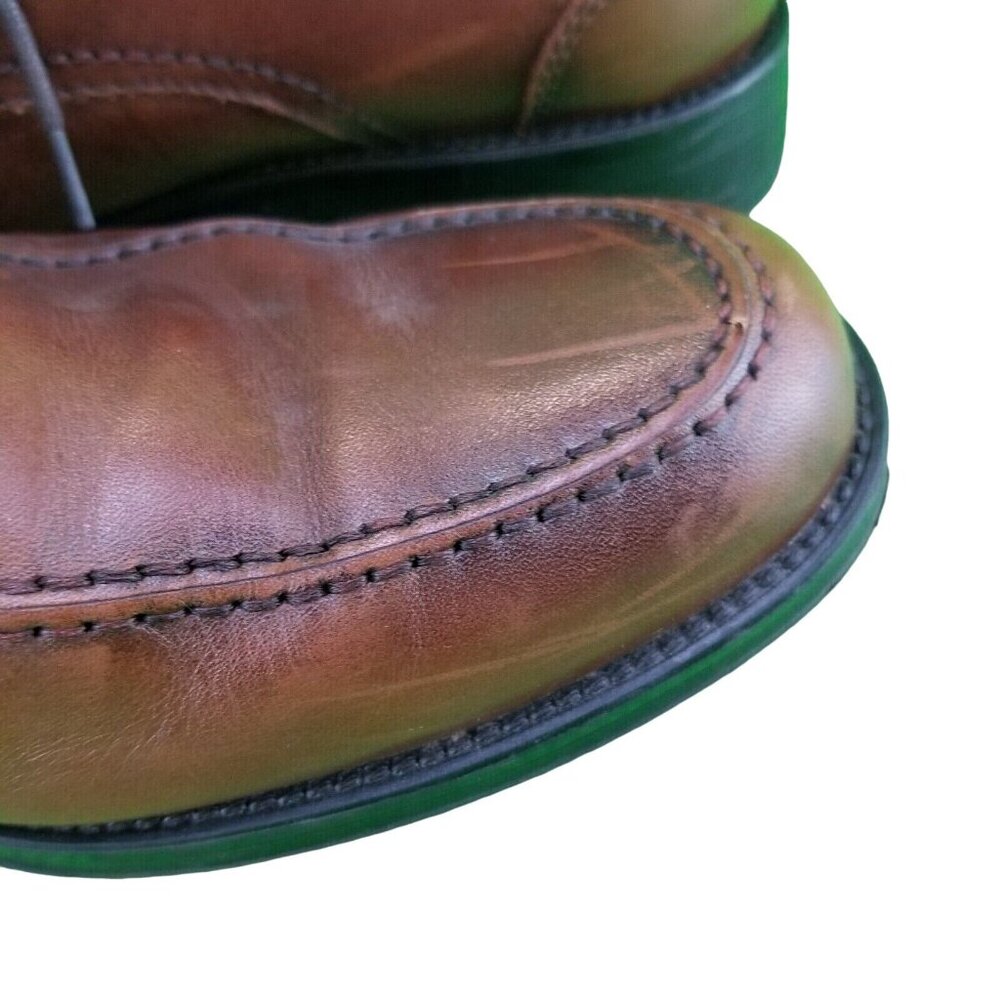 ✅Mens 10.5M Chaps Oxfords Brown Leather Lace up Apron Toe Stitch  Dress Shoes - Picture 13 of 16